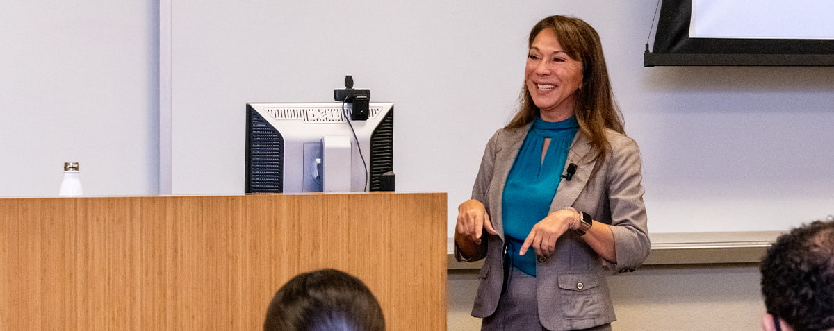 Professor Laura Padilla during a lecture