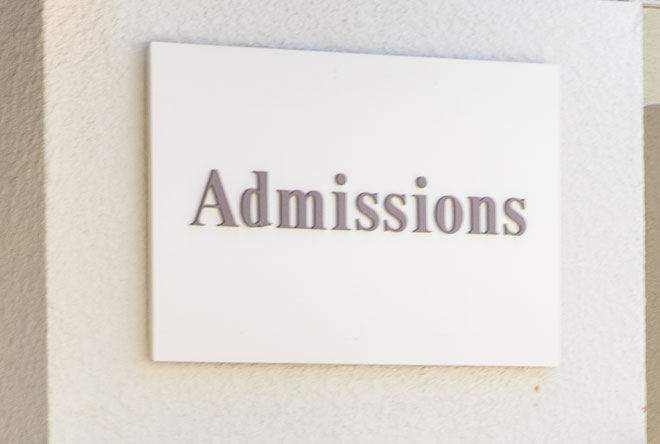 Admissions sign