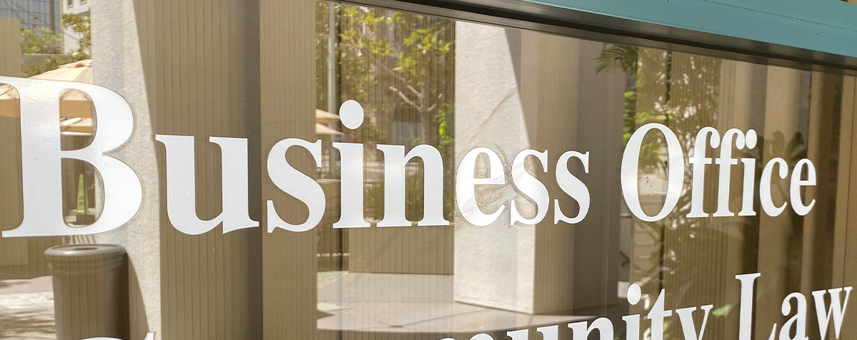 Business Office sign on a window