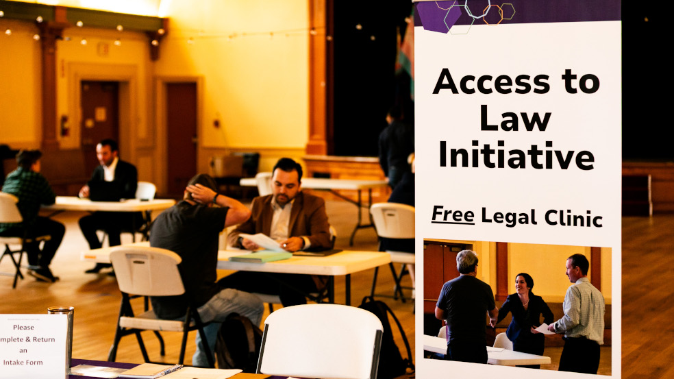 Access to Law Initiative banner is displayed that says "Access to Law Initiative Free Legal Clinic"