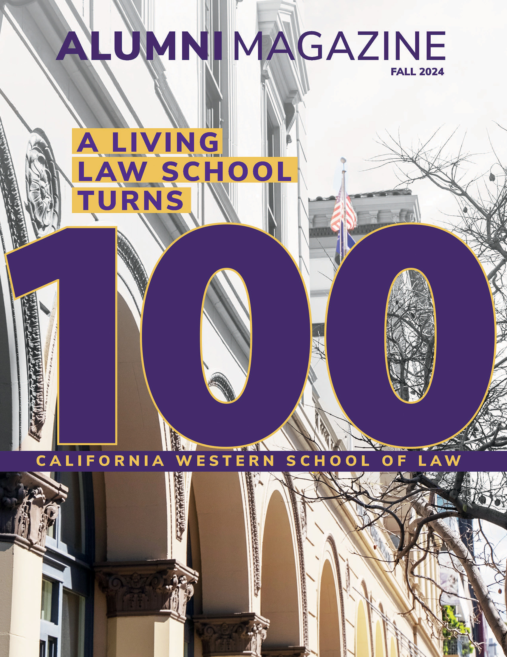 Fall 2024 Cover Page with a large 100 to represent 100 years of California Western