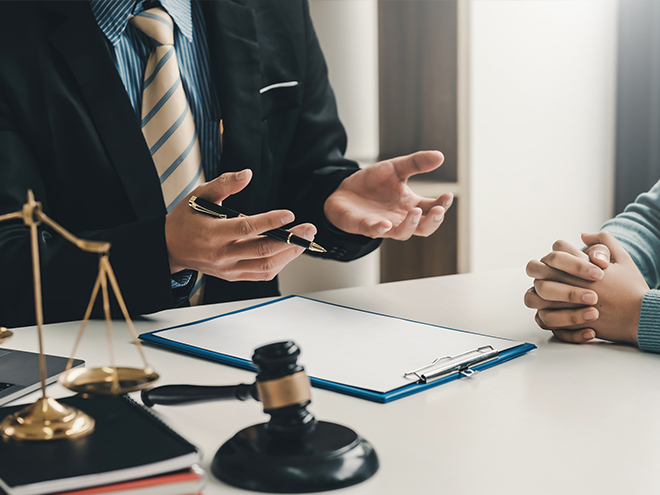 two female student interns working at a legal clinic