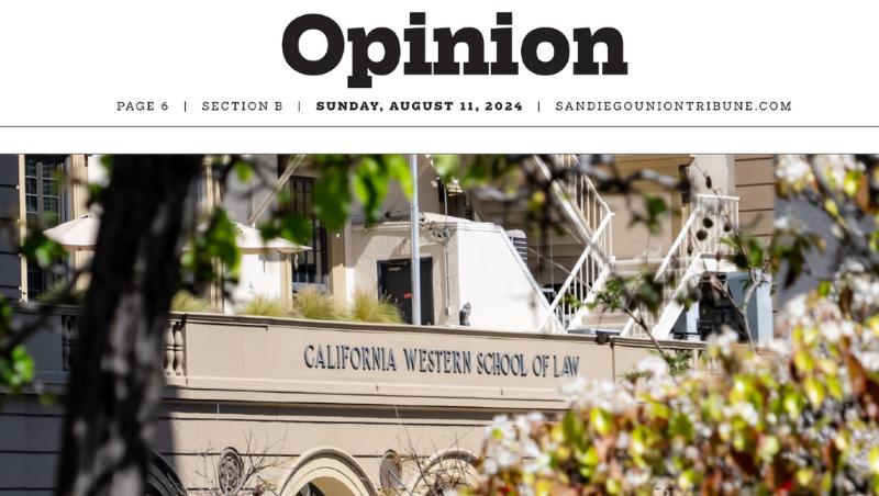 Opinion cover page in San Diego Union Tribune, Sunday, August 11, 2024