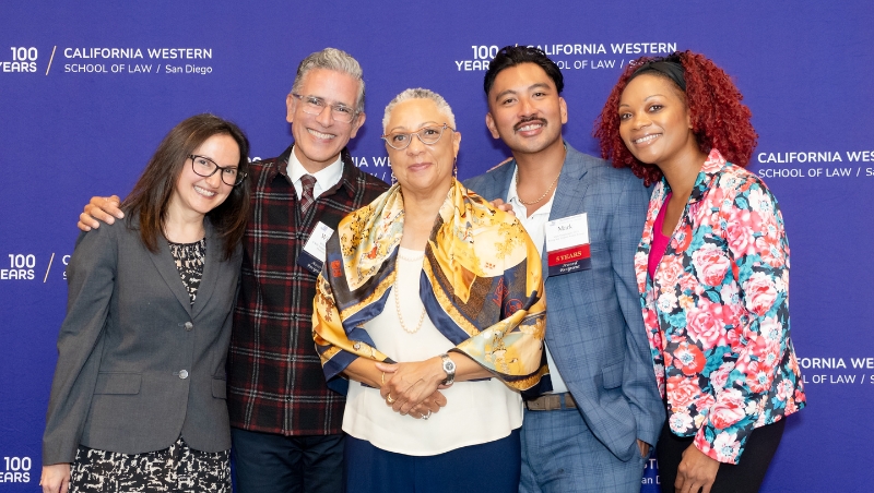 The Honorable Tila Nunn-Miller, Professor William Aceves, Dean Sean Scott, Mark Simpliciano, and Geneviéve Jones-Wright