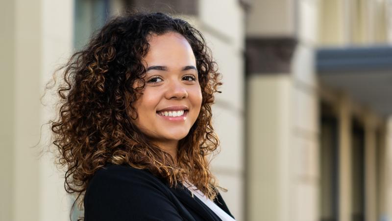 Zarina Sementelli '25, President of CWSL's Black Law Students Association and First Generation Students Association