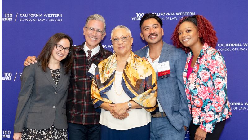 The Honorable Tila Nunn-Miller, Professor William Aceves, Dean Sean Scott, Mark Simpliciano, and Geneviéve Jones-Wright