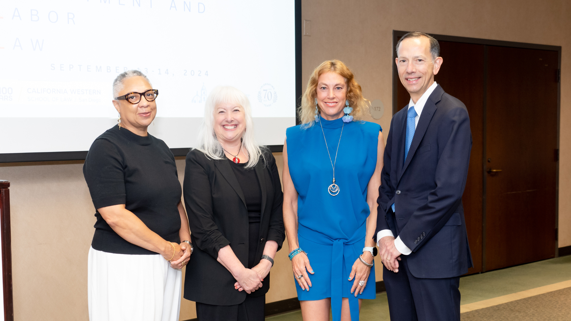 Left to right: Dean Sean Scott, Professor Susan Bisom-Rapp, Professor Orly Lobel, and Dean Robert Shapiro