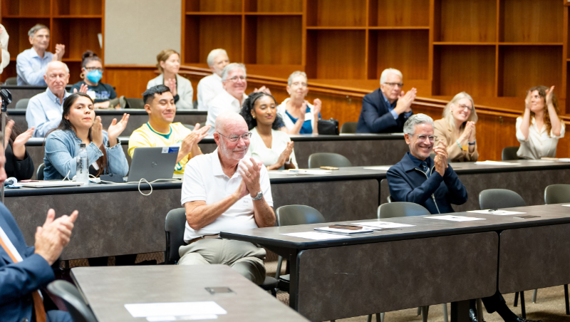 Audience applauds Dr. Korematsu