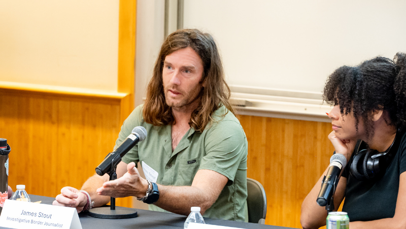 James Stout, investigative border journalist and Harlo Holmes, chief security programs officer of Freedom of the Press Foundation 
