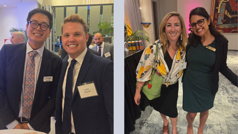 From left: Paul Yim ’25, Luke Turner ’25, Tamra Lett from Career and Professional Development Office, and Mehry Mohseni ’15